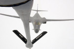 A B-1B Lancer is approaching the refueling aircraft KC-135 Stratotanker Christmas Day at the U.S. military base Manas in Kyrgyzstan. Source: http://www.amc.af.mil