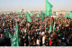 Supporters of Hamas in protest against the closure of the Rafah town border, September 2007.