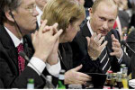 Viktor Yushchenko, Angela Merkel and Vladimir Putin. Source: www.danas.co.yu